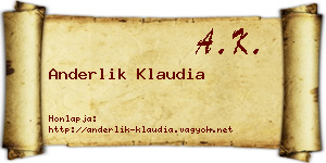 Anderlik Klaudia névjegykártya